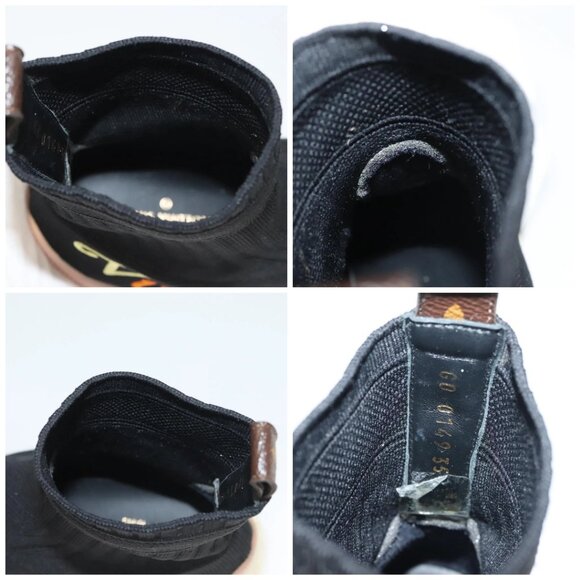 LOUIS VUITTON After Game Socks Sneakers Cotton Black LV Auth - Picture 16 of 16
